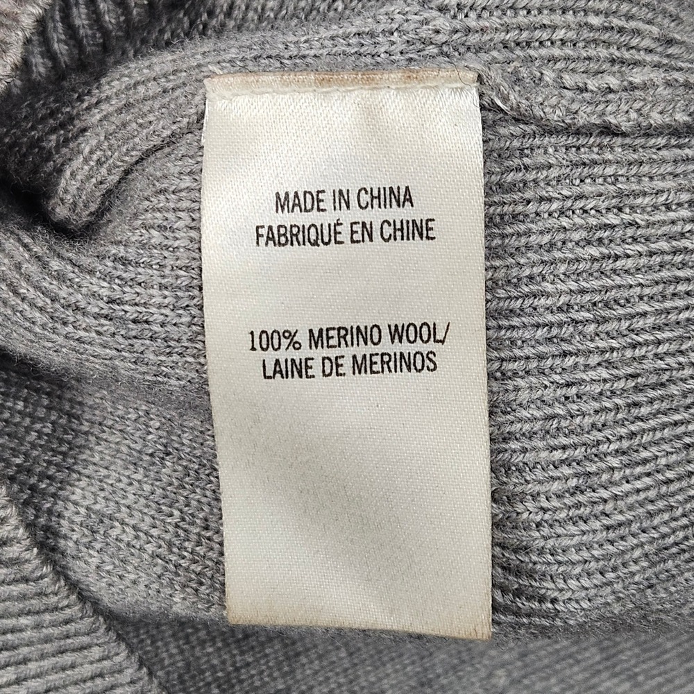 Theory Shawl Collar Sweater Mens XL Gray 100% Merino Wool Knit Pullover - Picture 8 of 10